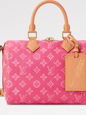 Louis Vuitton Pink Monogram Speedy Bandoulière with Tan Leather Trim